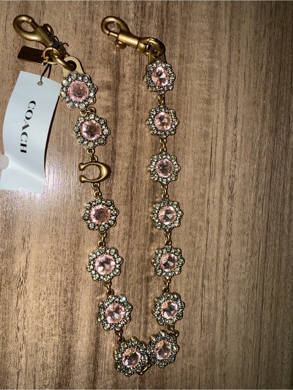 Coach Pink Crystal Floral Detachable Strap with Antique Gold Hardware - Picture 7 of 7